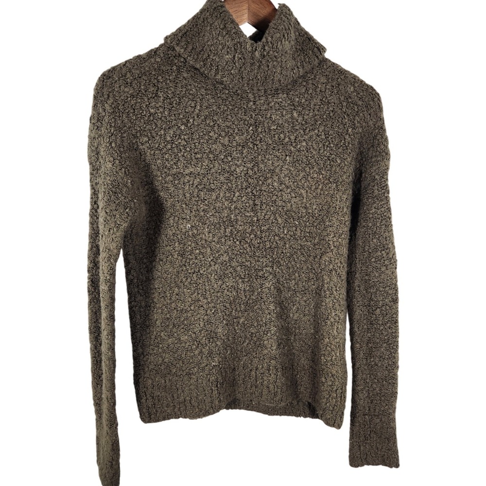 Abercrombie and Fitch Green Boucle Texture Wool Blend Turtleneck Sweater Size XS